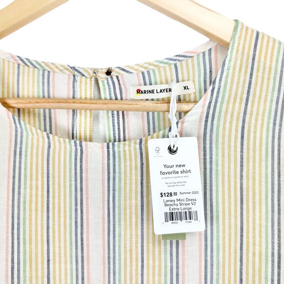 Marine Layer Laney Stripe Tiered Cotton Mini Dress in Beachy Stripe, XL - Picture 8 of 12